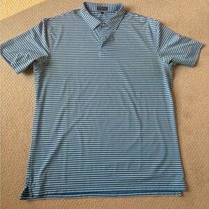 Peter Millar Blue Polo Shirt with Stripes